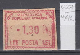 94K627 /  Machine Stamps (ATM) - 1.30 Lei - Republica Populara Romana , Romania Rumanien Roumanie Roemenie - Frankeermachines (EMA)