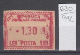 94K630 /  Machine Stamps (ATM) - 1.30 Lei - Republica Populara Romana , Romania Rumanien Roumanie Roemenie - Maschinenstempel (EMA)