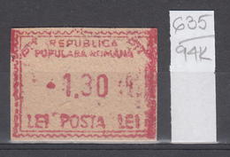 94K635 /  Machine Stamps (ATM) - 1.30 Lei - Republica Populara Romana , Romania Rumanien Roumanie Roemenie - Máquinas Franqueo (EMA)