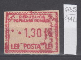 94K638 /  Machine Stamps (ATM) - 1.30 Lei - Republica Populara Romana , Romania Rumanien Roumanie Roemenie - Frankeermachines (EMA)