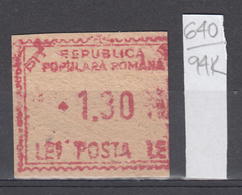 94K640 /  Machine Stamps (ATM) - 1.30 Lei - Republica Populara Romana , Romania Rumanien Roumanie Roemenie - Maschinenstempel (EMA)