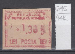 94K645 /  Machine Stamps (ATM) - 1.30 Lei - Republica Populara Romana , Romania Rumanien Roumanie Roemenie - Machines à Affranchir (EMA)