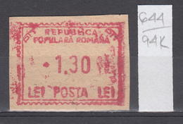 94K644 /  Machine Stamps (ATM) - 1.30 Lei - Republica Populara Romana , Romania Rumanien Roumanie Roemenie - Machines à Affranchir (EMA)