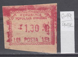 94K649 /  Machine Stamps (ATM) - 1.30 Lei - Republica Populara Romana , Romania Rumanien Roumanie Roemenie - Macchine Per Obliterare (EMA)