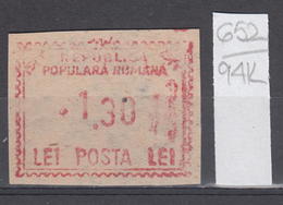 94K652 /  Machine Stamps (ATM) - 1.30 Lei - Republica Populara Romana , Romania Rumanien Roumanie Roemenie - Máquinas Franqueo (EMA)