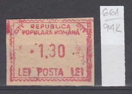94K661 /  Machine Stamps (ATM) - 1.30 Lei - Republica Populara Romana , Romania Rumanien Roumanie Roemenie - Frankeermachines (EMA)