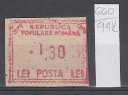 94K660 /  Machine Stamps (ATM) - 1.30 Lei - Republica Populara Romana , Romania Rumanien Roumanie Roemenie - Frankeermachines (EMA)