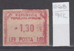 94K668 /  Machine Stamps (ATM) - 1.30 Lei - Republica Populara Romana , Romania Rumanien Roumanie Roemenie - Franking Machines (EMA)