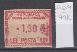 94K669 /  Machine Stamps (ATM) - 1.30 Lei - Republica Populara Romana , Romania Rumanien Roumanie Roemenie - Maschinenstempel (EMA)