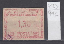 94K673 /  Machine Stamps (ATM) - 1.30 Lei - Republica Populara Romana , Romania Rumanien Roumanie Roemenie - Frankeermachines (EMA)