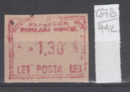 94K678 /  Machine Stamps (ATM) - 1.30 Lei - Republica Populara Romana , Romania Rumanien Roumanie Roemenie - Máquinas Franqueo (EMA)