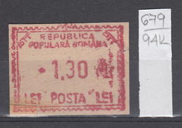 94K679 /  Machine Stamps (ATM) - 1.30 Lei - Republica Populara Romana , Romania Rumanien Roumanie Roemenie - Franking Machines (EMA)