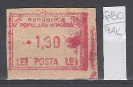 94K680 /  Machine Stamps (ATM) - 1.30 Lei - Republica Populara Romana , Romania Rumanien Roumanie Roemenie - Máquinas Franqueo (EMA)