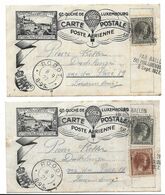 LUXEMBURG - 1927 - 2  CARTES POSTALES -  POSTE AERIENNE PAR BALLON - Lettres & Documents