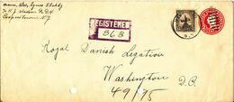 USA Registered Postal Stationery Cover Uprated And Sent To Washington Milford 4-3-1929 (archive Holes On The Cover) - 1921-40