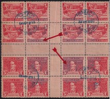 1937-407 CUBA REPUBLICA 1937 USED Ed.320-21. 5c AIR PARAGUAY PANAMA WRITTER & ARTIST CENTER OF SHEET. BLOCK 16 - Usati