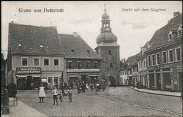 AK/CP  Hettstedt  Markt  Geschäfte    Gel/circ. Ca. 1911   Erhaltung/Cond. 1-  Briefmarke Sauber Abgelöst  Nr. 01162 - Hettstedt