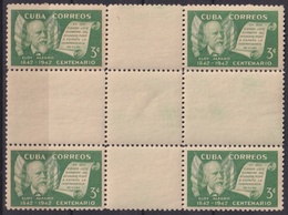 1943-411 CUBA REPUBLICA 1943 Ed.360. 2c ELOY ALFARO ECUADOR PRESIDENT CENTER OF SHEET. ORIGINAL GUM. - Unused Stamps