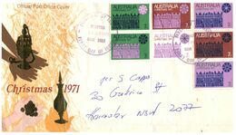 (N 32) Australia 1971 - Christmas FDC  (scrace Stamps Bloc Of 7) - Otros & Sin Clasificación