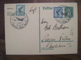 1927 Berlin Prag Wien Mit Luftpost Flugpost Air Mail Cover Deutsches Reich Allemagne Postkarte Erster Postflug - Lettres & Documents