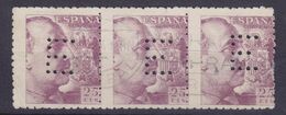 Spain Perfin Perforé Lochung 'E' 25c. Franco 3-Stripe ERROR Variety Misplaced Perf. !! SCARCE (2 Scans) - Variedades & Curiosidades