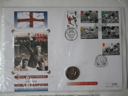GREAT BRITAIN SG 1925-29 EUROPEAN FOOTBALL CHAMPIONSHIP With 1996 £2 COIN, 1966 WINNER STAMP & SPECIAL POSTMARK WEMBLEY - Autres & Non Classés