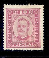 ! ! Funchal - 1892 D. Carlos 10 R (Perf. 12 3/4) - Af. 02 - MH - Funchal