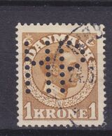 Denmark Perfin Perforé Lochung (H54) 'HP' Holger Petersen, København Mi. 75, 1 Kr. Chr. X. Stamp (2 Scans) - Plaatfouten En Curiosa