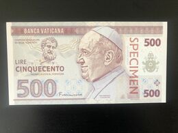 2014 Matej Gabris 500 Lire Vatican Vaticano Pape Pope Past Francesco François UNC SPECIMEN ESSAY Tirage Limité - Ficción & Especímenes