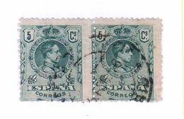 Espagne 1901 - Alphonse XIII - 5c Vert - Deux Timbres En Variétés - Variedades & Curiosidades