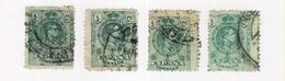 Espagne 1901 - Alphonse XIII - 5c Vert - Quatre Timbres En Variétés - Variedades & Curiosidades