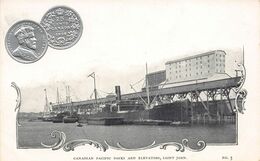 LPD80  Canada New Brunswick N.B. Canadian Pacific Docks And Elevators  Coins Money  Postcard - St. John
