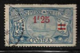 ST PIERRE & MIQUELON Scott # 127 Used - Fishing Schooner Type Surcharged - Gebraucht