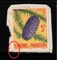 ST PIERRE & MIQUELON Scott # 357 Used - Spruce Branch & Cone - Creases - Autres & Non Classés