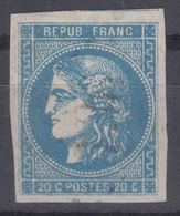 France 1870 Ceres Bordeaux, 20 Cents Bleu, Used - 1870 Ausgabe Bordeaux