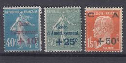 France 1927 Caisse D'Amortissement Yvert#246-248 Mint Hinged (avec Charniere) - Neufs