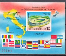 Romania 1990 Football Italia World Cup Mi#Block 262 Mint Never Hinged - Unused Stamps