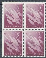 Italy Yugoslavia Trieste Zone B Porto 1950 Fish Pesci Mi#10 Sassone#10 Mint Never Hinged Piece Of Four - Mint/hinged