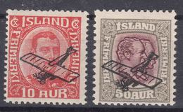 Iceland Island Ijsland 1928 Airmail Mi#122-123 Mint Hinged - Nuevos