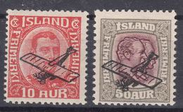 Iceland Island Ijsland 1928 Airmail Mi#122-123 Mint Hinged - Unused Stamps