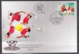 Serbia 2010, Sport Tennis, Davis Cup Winners, Novak Djokovic Mi#377 FDC - First Day Cover - Tennis
