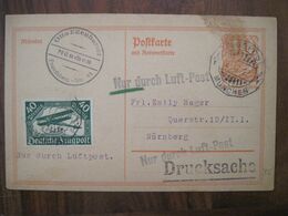 1922 Nur Durch Mit Luftpost Flugpost Air Mail Cover Deutsches Reich Allemagne Postkarte Postflug Luft Post Drucksache - Luft- Und Zeppelinpost