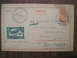 1922 Nur Durch Mit Luftpost Flugpost Air Mail Cover Deutsches Reich Allemagne Postkarte Postflug Luft Post Drucksache - Posta Aerea & Zeppelin