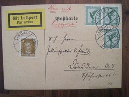 1928 Lindau Nur Durch Mit Luftpost Flugpost Air Mail Cover Deutsches Reich Allemagne Postkarte Postflug Luft Post - Lettres & Documents