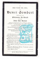DP Henri Gombert ° Oostkerke Diksmuide 1858 † Booitshoeke Veurne 1919 X P. De Houck Xx J. Van Hooren - Devotion Images
