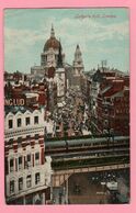 Ludgate Hill LONDON Animata Treno   Cartolina 1922 Viaggiata - St. Paul's Cathedral