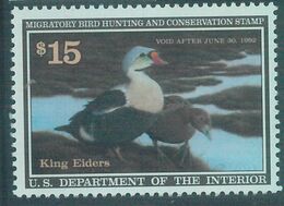 90223c -  USA - STAMPS: SCOTT # RW58  Migratory Bird Hunting Stamp MINT MNH 1991 - Duck Stamps