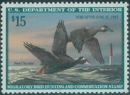 90224b -  USA - STAMPS: SCOTT # RW63  Migratory Bird Hunting Stamp MINT MNH 1996 - Duck Stamps