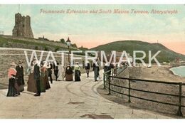 ABERYSTWITH ABERYSTWYTH  PROMENADE EXTENSION  OLD COLOUR POSTCARD WALES - Cardiganshire