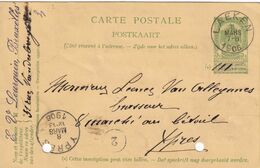 DDX 731 - BRASSERIE Belgique - Vers Brasseur Van Alleynes à YPRES Sur Entier Postal LAEKEN 1906 - Bières